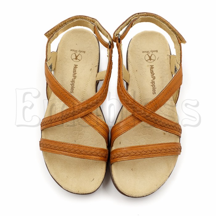 Ready Stok Sepatu Sandal Wanita Hush Puppies Original Theia Tan Leather Size 36