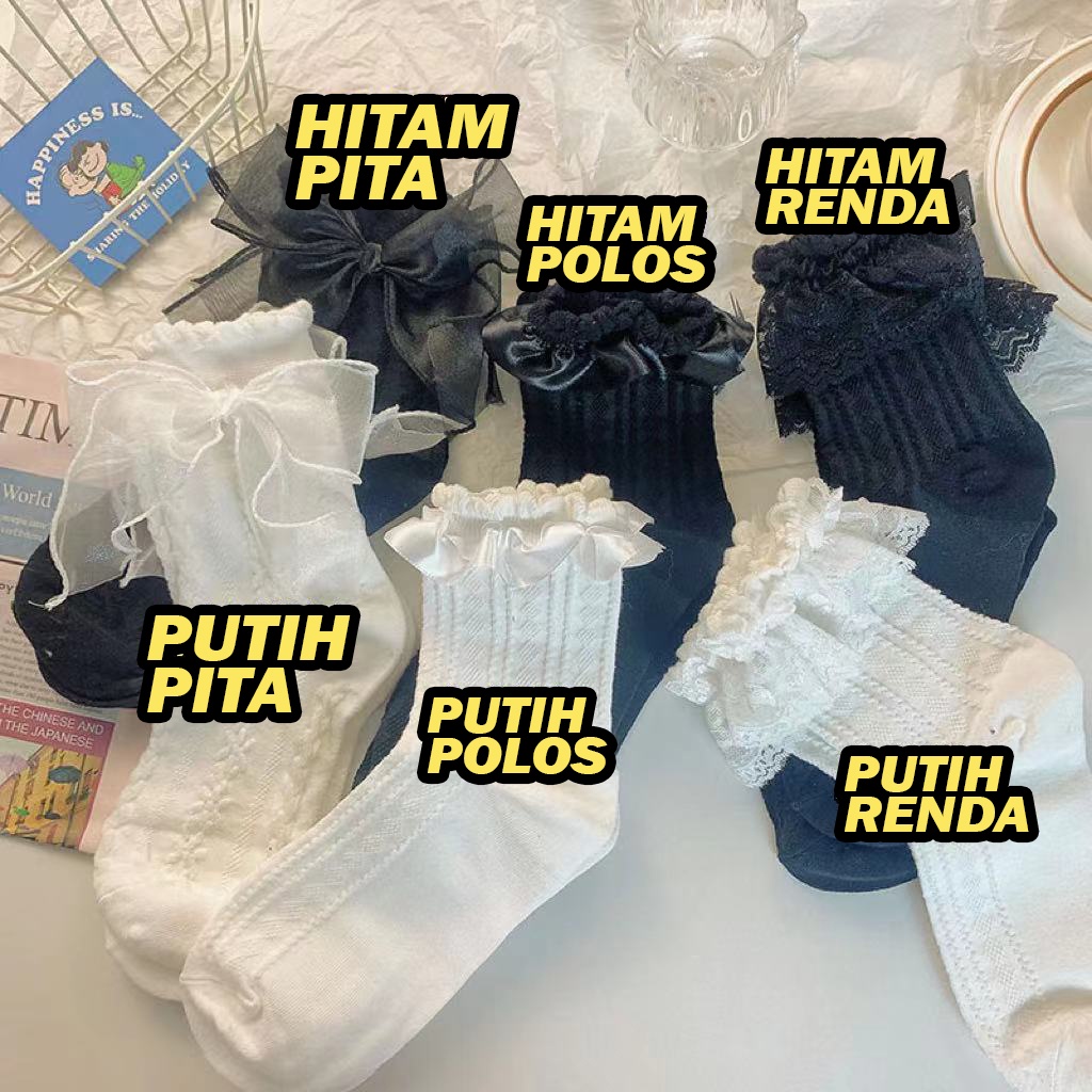 KK-06 kaos kaki pendek kerut fashion seragam sekolah jepang korea daily