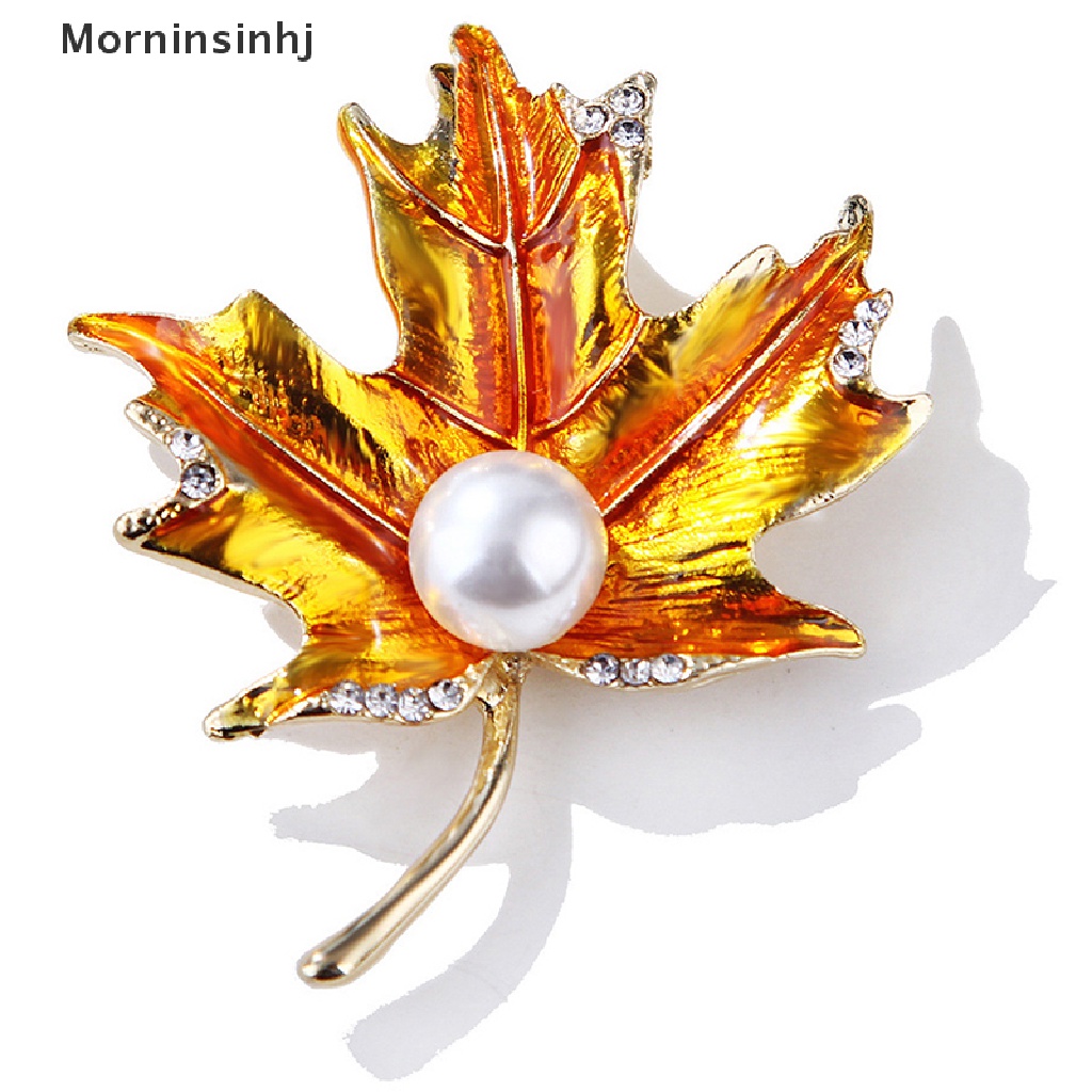 Mornin Maple Leaf Bros Mutiara Klasik Tanaman Bros Pin Wanita Perhiasan Aksesoris id