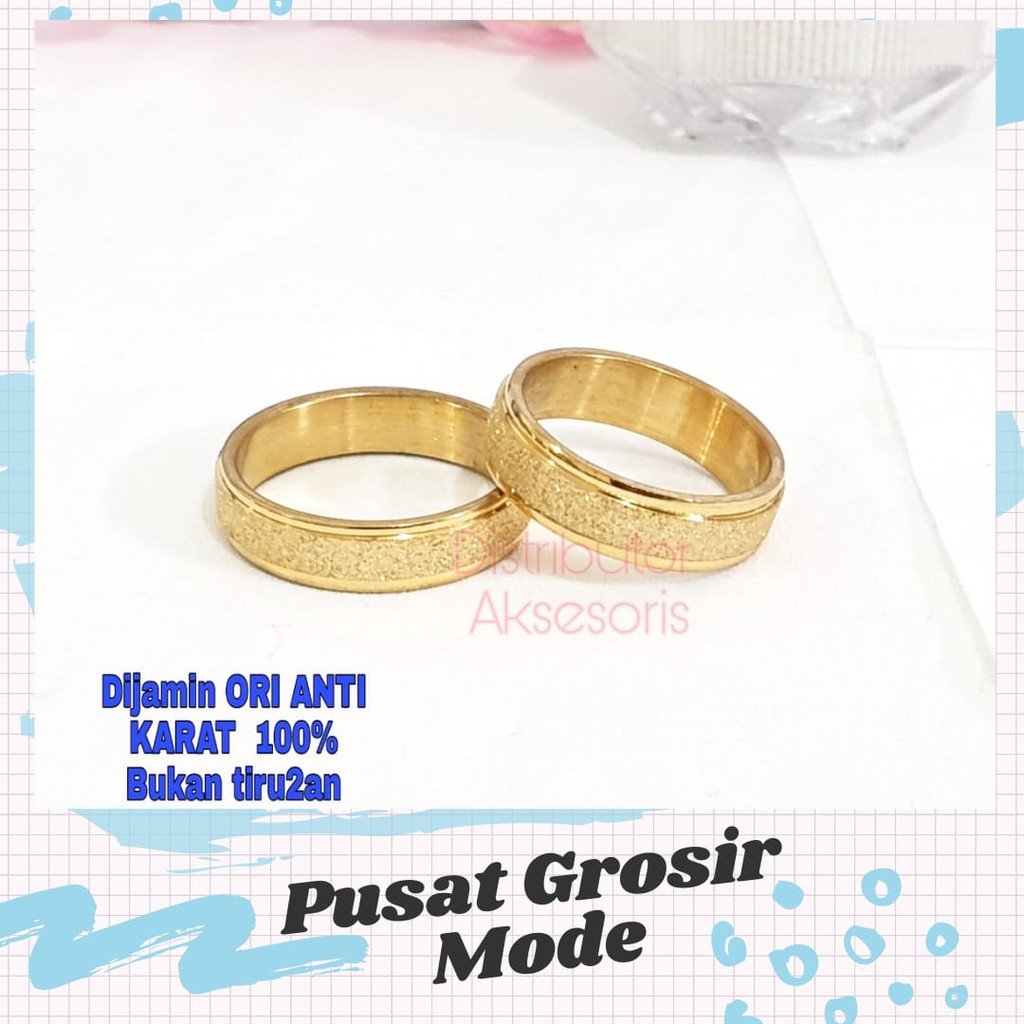 Cincin Couple Titanium ANTI KARAT SELAMANYA PGM CT41 SATUAN