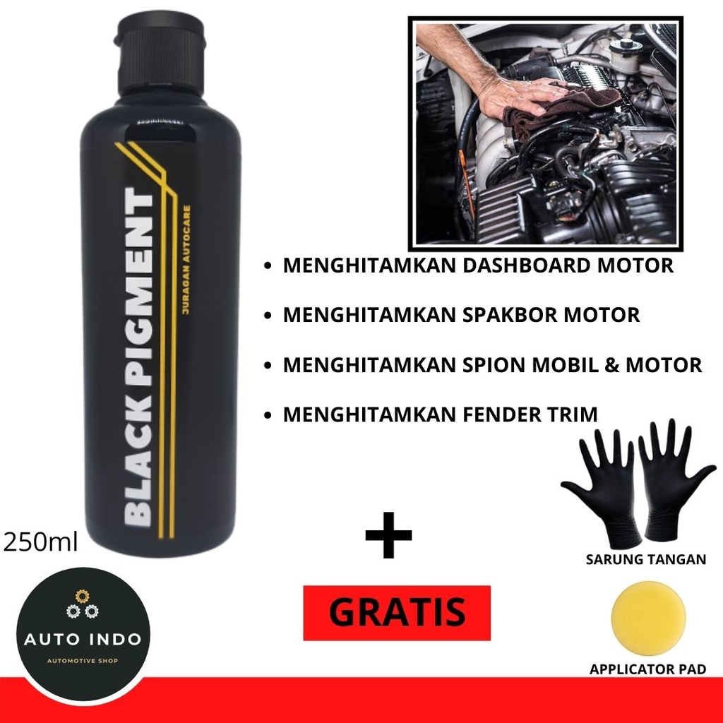 Black Pigment 250ml - Penghitam Body Plastik Kasar Kusam  Motor dan Mobil - Trim Restorer