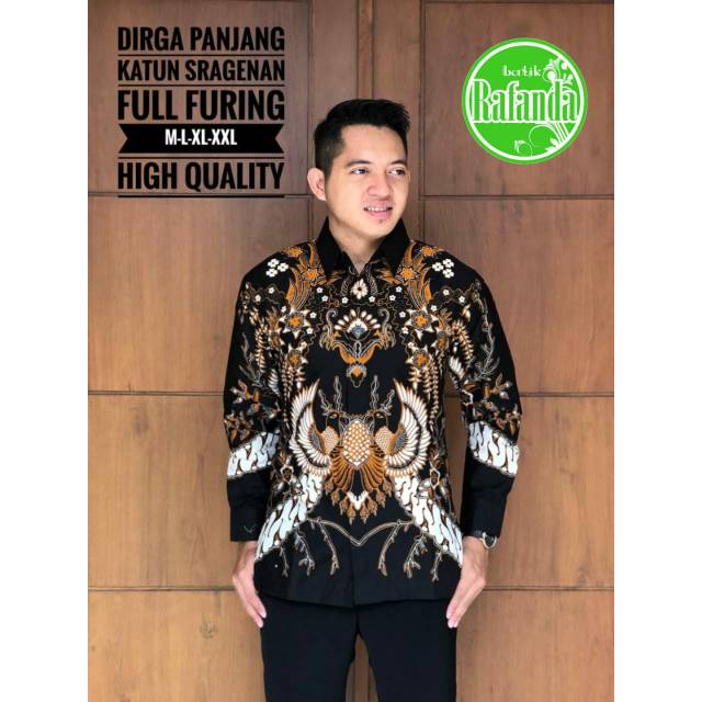 Batik Solo DIRGA Kemeja Pria Katun Halus Sragenan Full Furing