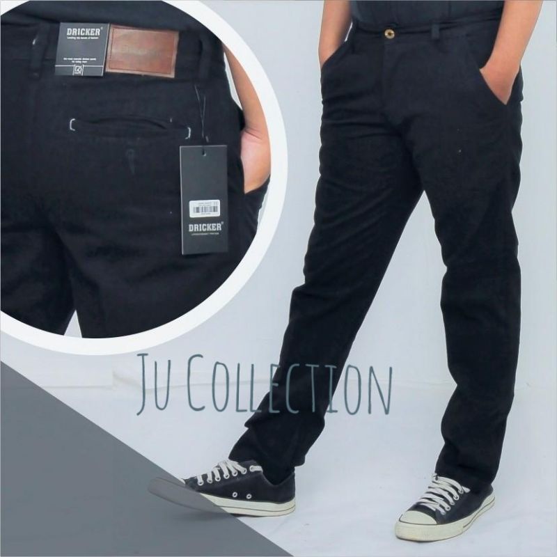 Celana Panjang Pria Chino Katun Twill Premium Original Driker Hitam Krem Abu Size 28 Sampai 38