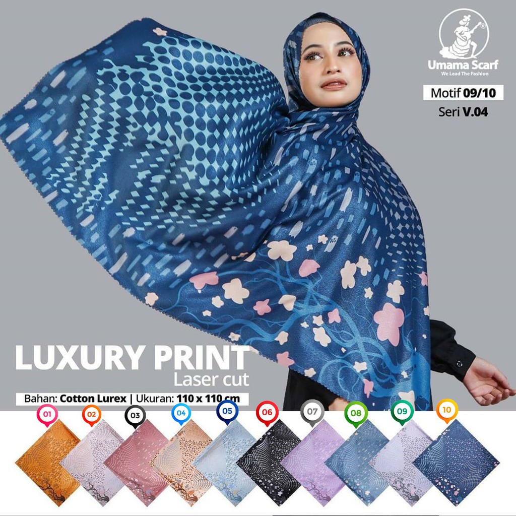 Hijab Luxury Print Laser Cut Original by Umama V.04 Motif 9 & 10