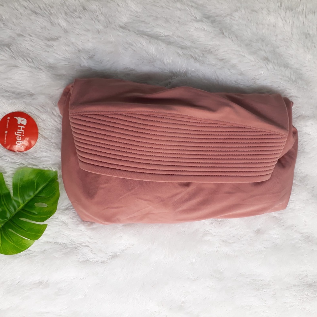 Hijab Instan Hoodie Tangan Ori Lulu Bergo syari Tangan-peach