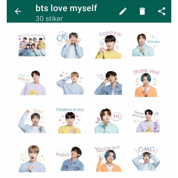 PROMO paket stiker whatsapp BTS 1 isi 30