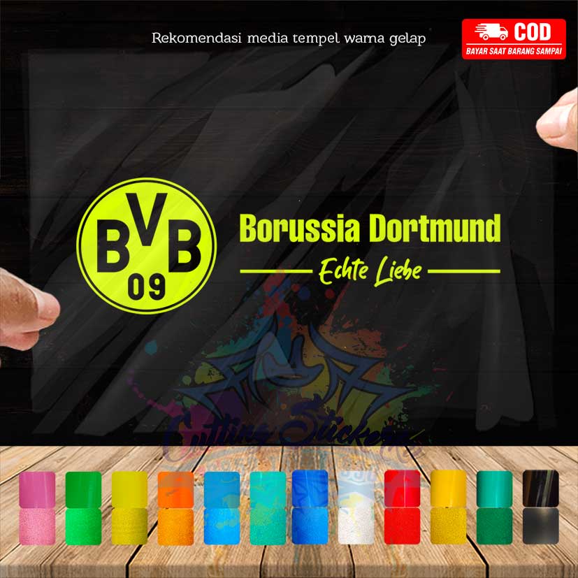 Cutting Stiker Borussia Dortmund Variasi Motor Mobil Sticker Timbul Keren Nyala Dasbor Spakbor Visor Body Kaca Helm Laptop Hologram Reflective Tahan Air Bodi Samping Scoopy Vario Beat NMAX PCX Vespa Aesthetic Bundesliga Windshield Club Bola