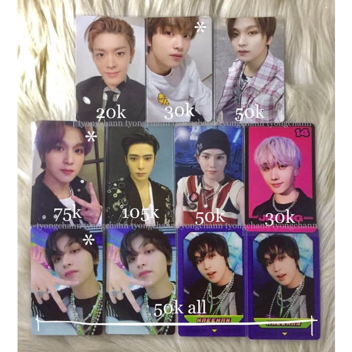 WTS pc taeyong jewel, haechan 2nd player, chilling, matching card, cafe, jaehyun arrival, jisung tc 