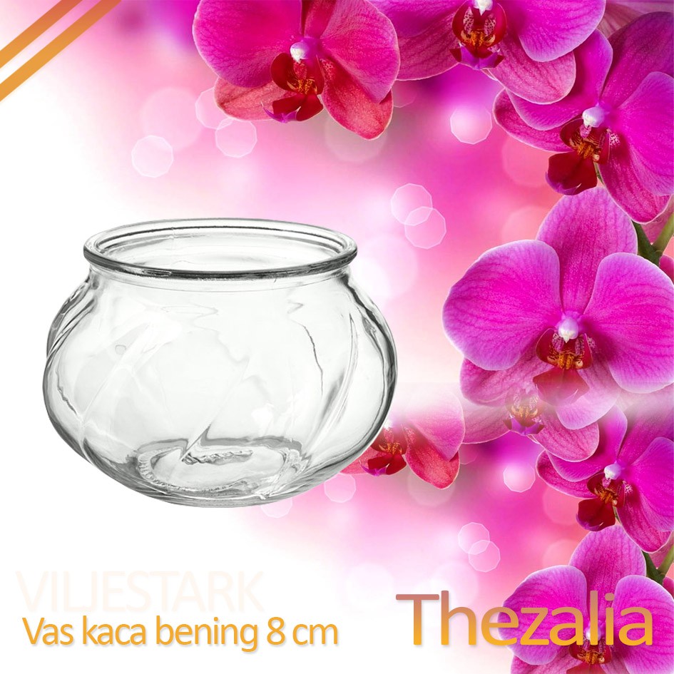 VAS BUNGA BULAT  kaca bening 8 cm