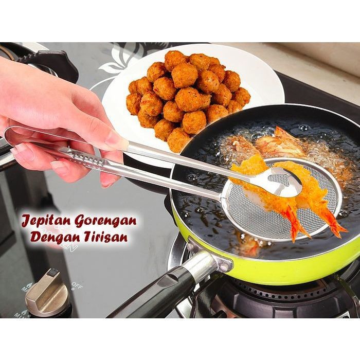 Jepitan Gorengan Dengan Tirisan Minyak Stainless Alat Penggoreng Besi