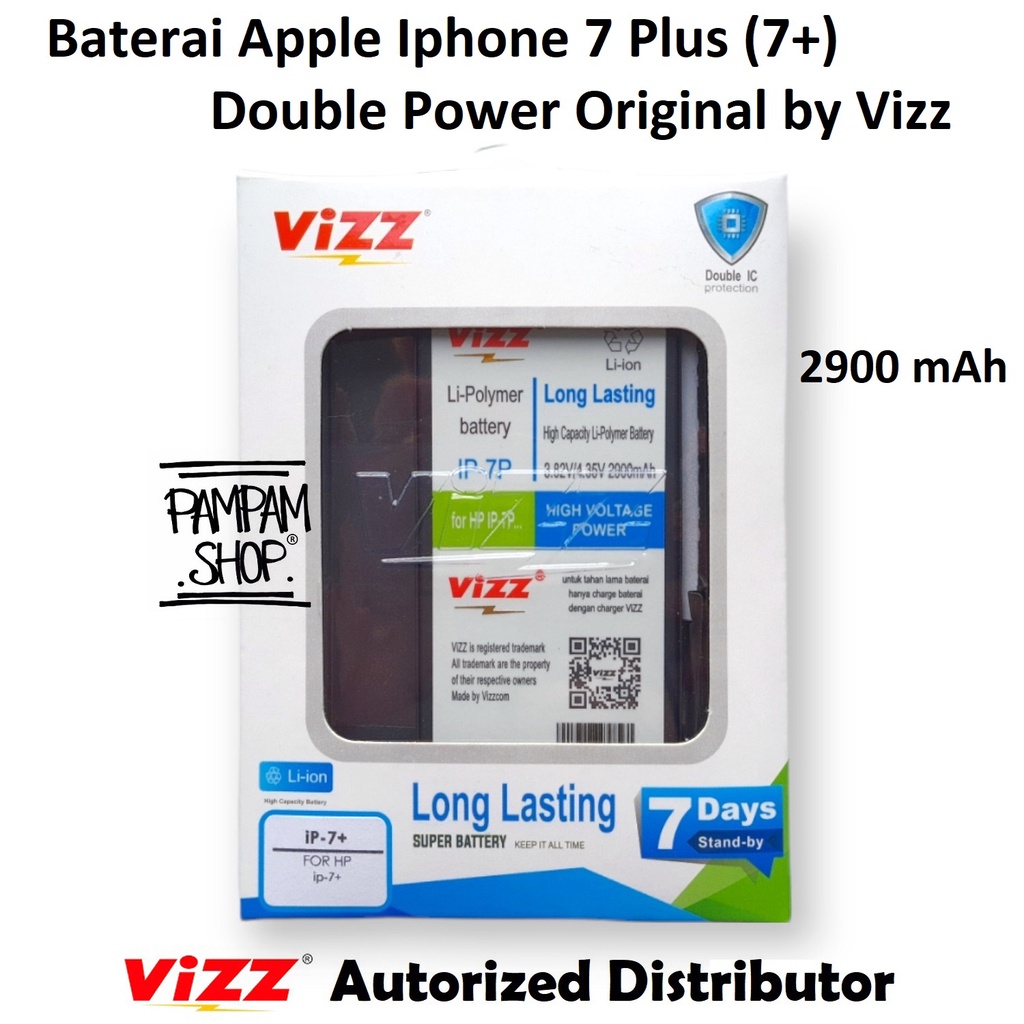 Baterai Vizz Double Power Original Apple Iphone 7 PLUS 7+ Batre Batrai Battery HP Handphone Ori