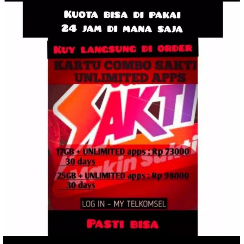KARTU SAKTI TELKOMSEL 25GB COMBO UNLIMITED YOUTUBE