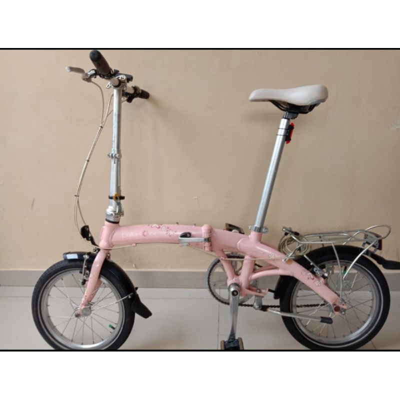Sepeda Lipat Dahon Curve Pink Flower Preloved