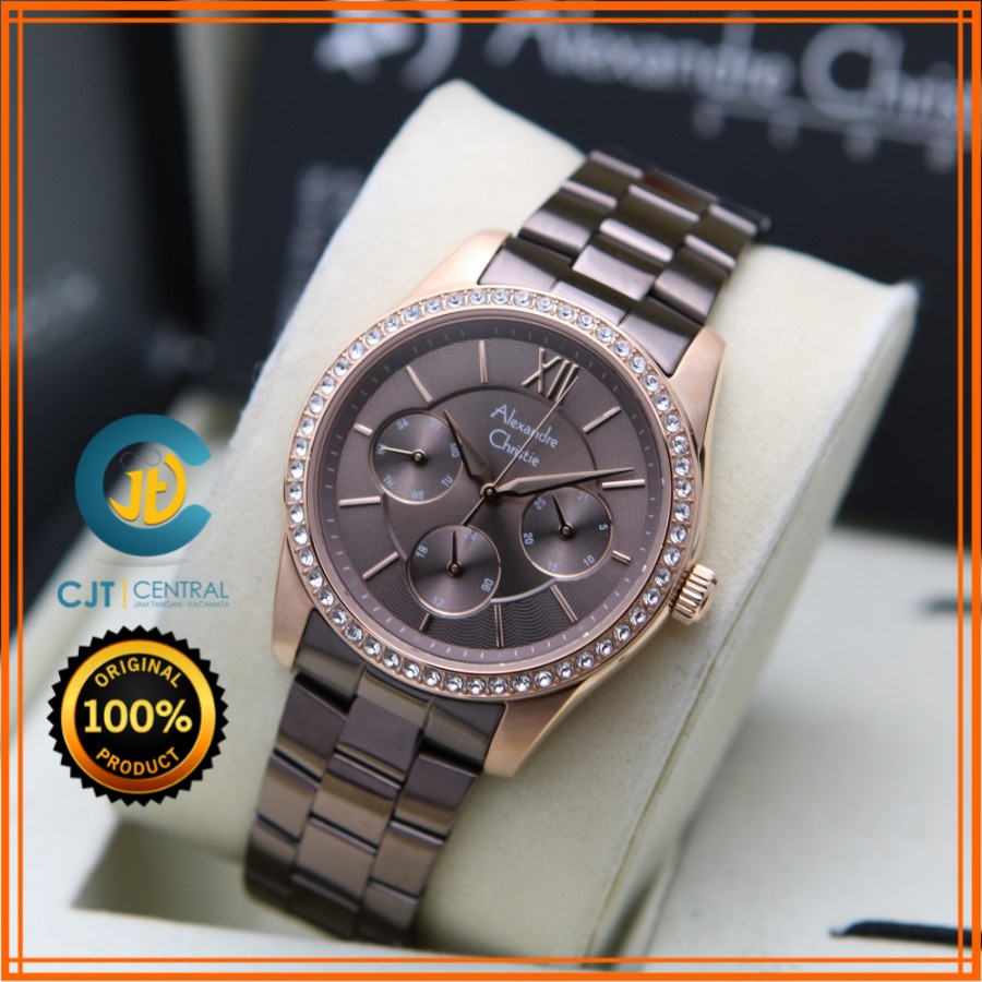 JAM TANGAN WANITA | JAM AC WANITA | JAM AC MATA | JAM ALEXANDRE CHRISTIE AC 2827 ROSEGOLD BROWN WANI