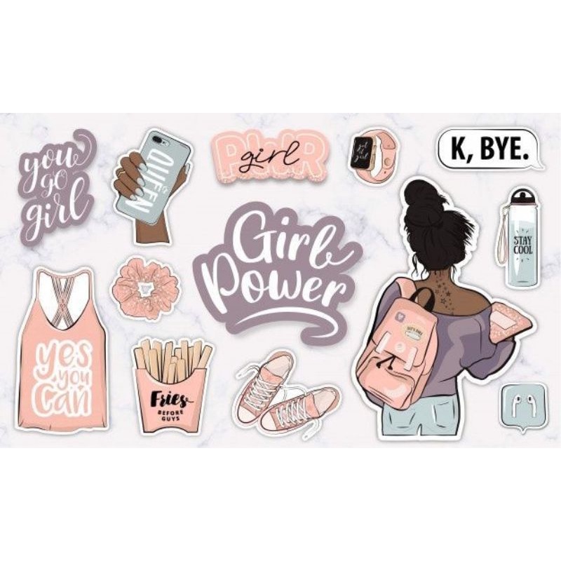 

(10x7cm)sticker stiker estetik girls travel life style pt 2
