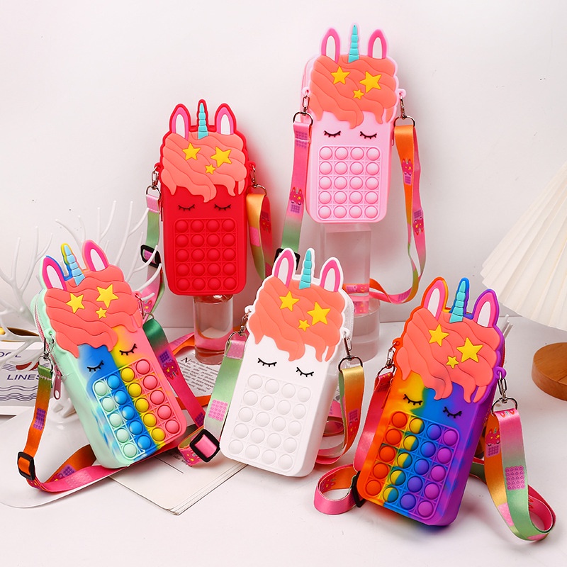 TAS UNICORN UKURAN BESAR unicorn tas anak tas pop it Motif lucu  jumbo  tali selpang bahu  bag anak