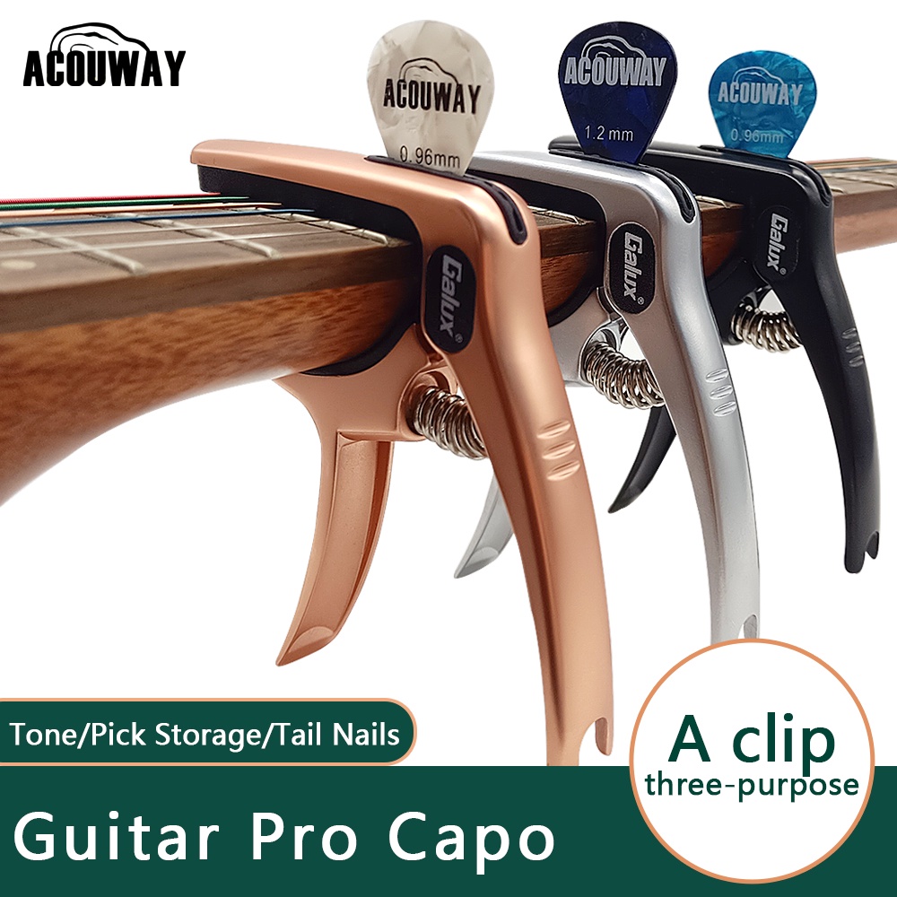 Capo Gitar Akustik Penjepit Gitar Multifungsi Bridge Pin Remover Kapo Gitar Dengan Slot Pick Gitar Galux