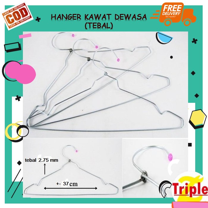 Gantungan Hanger Kawat Dewasa Tebal Anti Karat