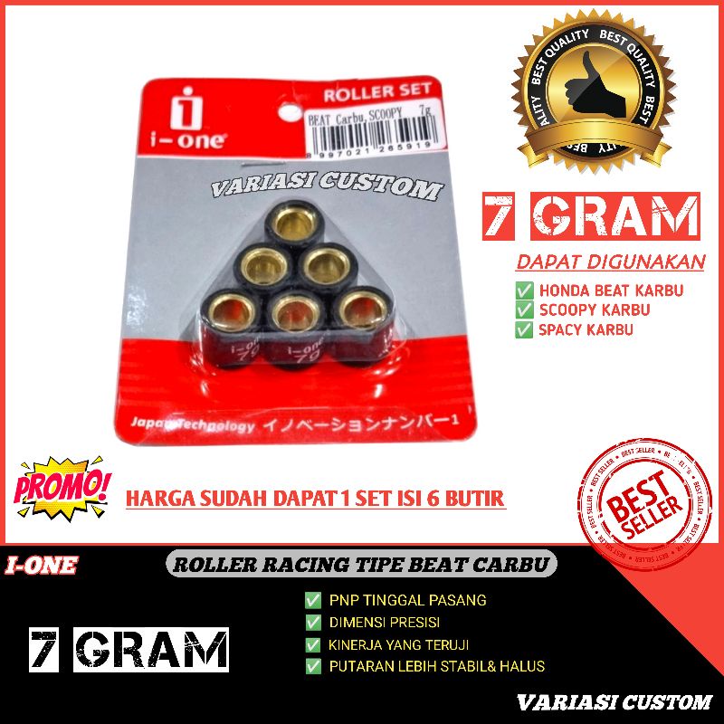 ROLER ROLLER LOLER RULER RACING BEAT KARBU 7 GRAM SCOOPY CARBU 1SETT 6PCS