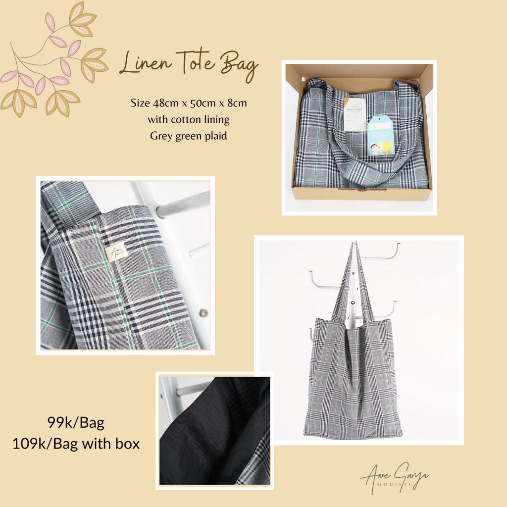 Annesurya Linen Totebag/Tas kain/shopping/Tote bag