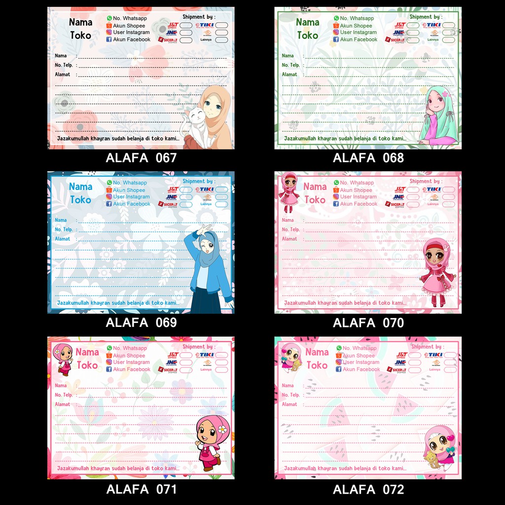

Alafaproject 067-072 Label Pengiriman / Stiker Pengiriman Online Shop / Shipping Stiker / Shipping Label / Stiker Custom