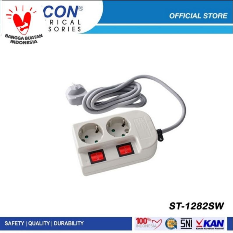 UTICON STOP KONTAK Arde Lubang lb 2 + plus KABEL 1,5M ST1282SW lb2 saklar ST 1282 ST1282 SW SAKLAR