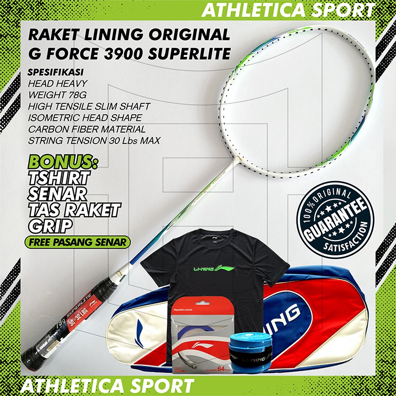 RAKET BADMINTON LINING GFORCE 3900 SUPERLITE ORIGINAL WHITE