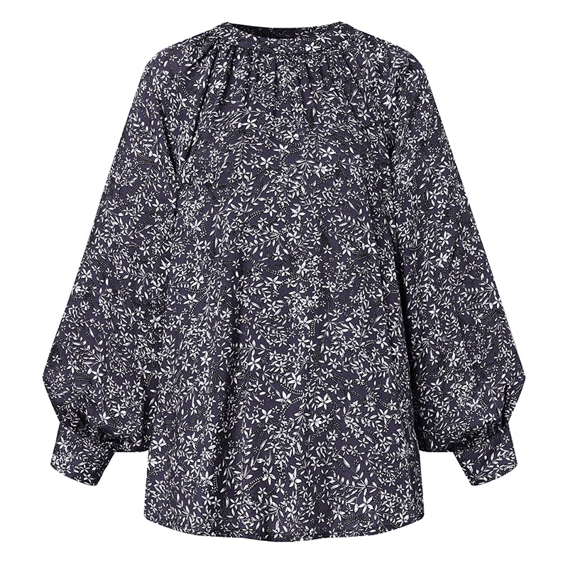 ZANZEA Women Puff Sleeve Casual Loose Back Buttons Printed Blouse