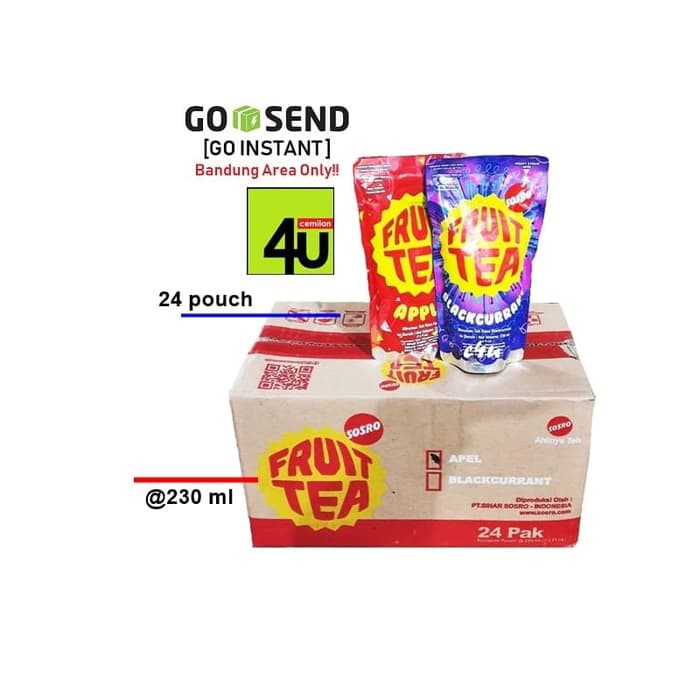 

Sosro Fruit Tea Pouch 230ml 24 pack/dus (GO INSTANT BANDUNG ONLY) - tth1299