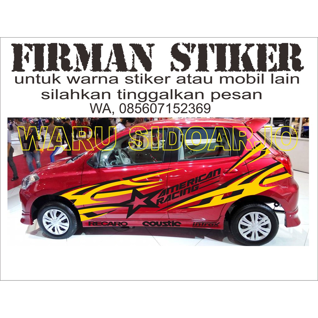 Stiker Mobil Datsun Go 2 Baris Merah Dgbb Shopee Indonesia