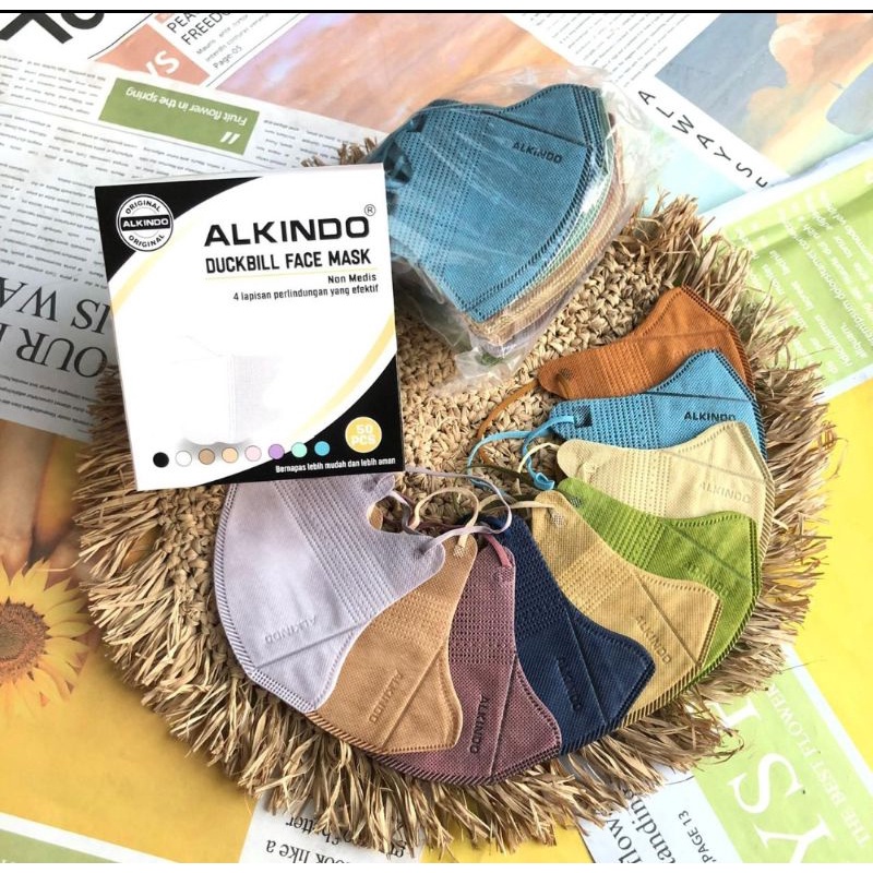 Masker duckbill isi 50 mix warna 10 8 & 5 warna tosca biru shrimp tangerine navy green nude abu nude