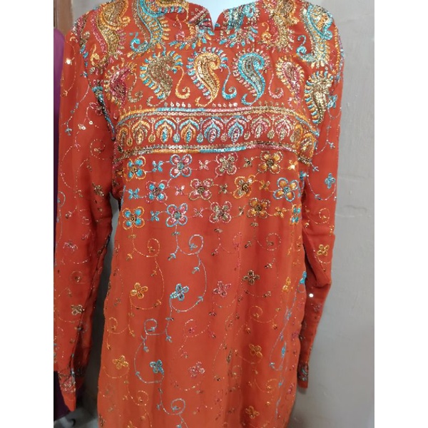 gamis india merah bata