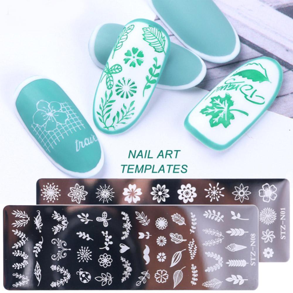 Timekey 1pc Plat Stempel Kuku Motif Bungakupukupugeometri Untuk DIY Nail Artmanicure A1K5