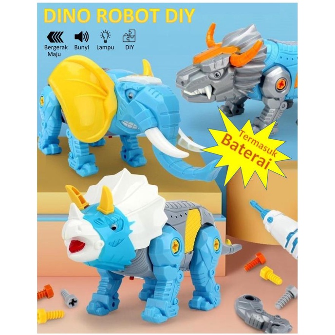 Mainan Robot DIY Dino Montessori Edukasi - Triceratops