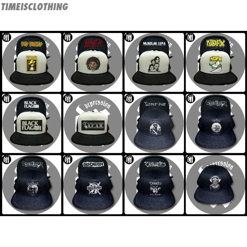 TOPI TRUCKER / TRUCKER HAT / JARING / SNAPBACK BOOTLAG BAND PUNK / METAL / HARDCORE / UNDERGROUND 00
