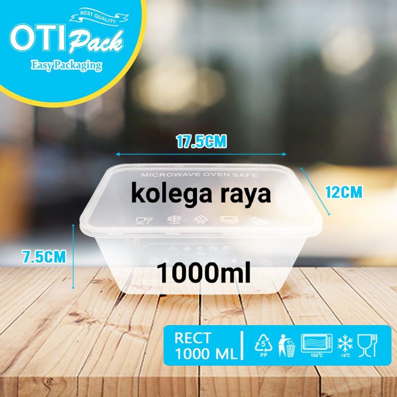 KOTAK MAKAN PLASTIK 1000ML (PERSEGI PANJANG) (ISI 25 PCS)