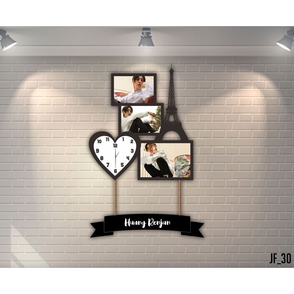 Jam Dinding Frame Custom Foto Pernikahan Keluarga Ulangtahun JF30
