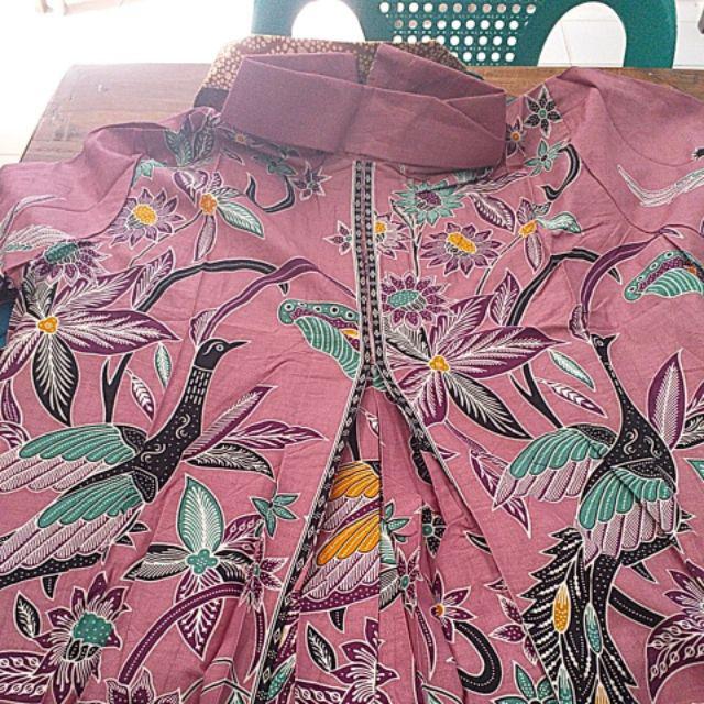 Batik Tunik Ziper Sekar Asih Sogan Modern Kekinian Pakain Kerja Kantor Seragam Casual Formal Muslim