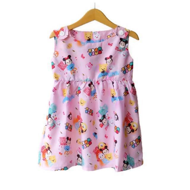 Dress tsum tsum anak daster anak soft pink