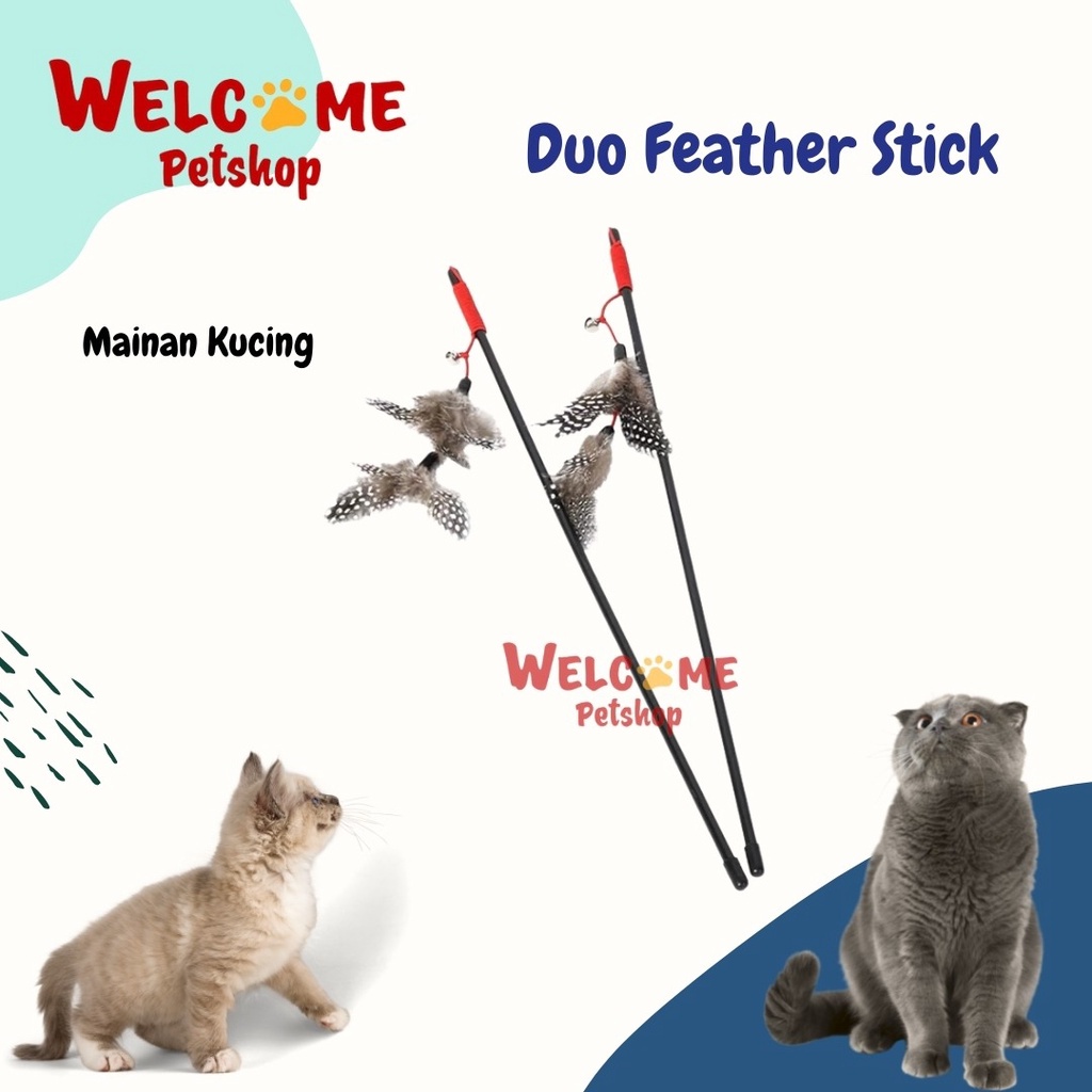 Duo Feather Stick / Mainan Kucing / Mainan Tongkat Kucing / Cat Toy