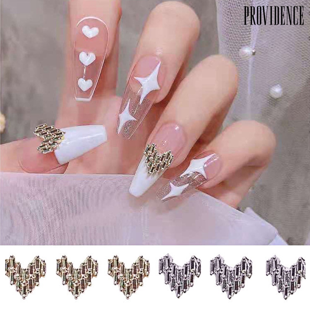 Providence 10Pcs / Set Berlian Imitasi Bentuk Hati 3D Untuk Dekorasi Nail Art Charms