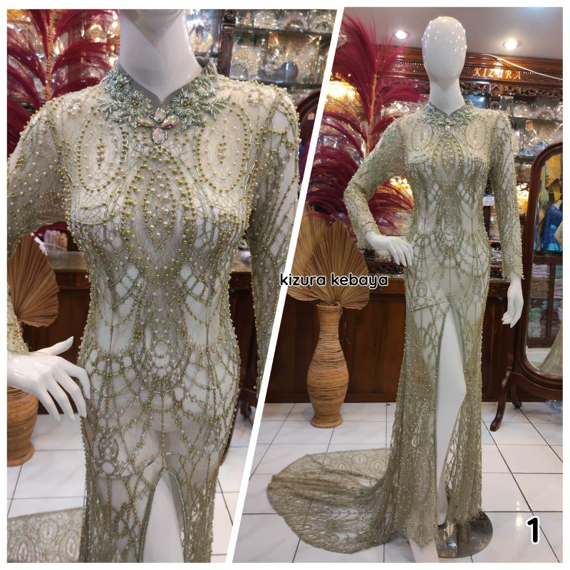 Kebaya Ekor Santili Full Payet / Kebaya Ekor Brokat / Kebaya Santili Premium