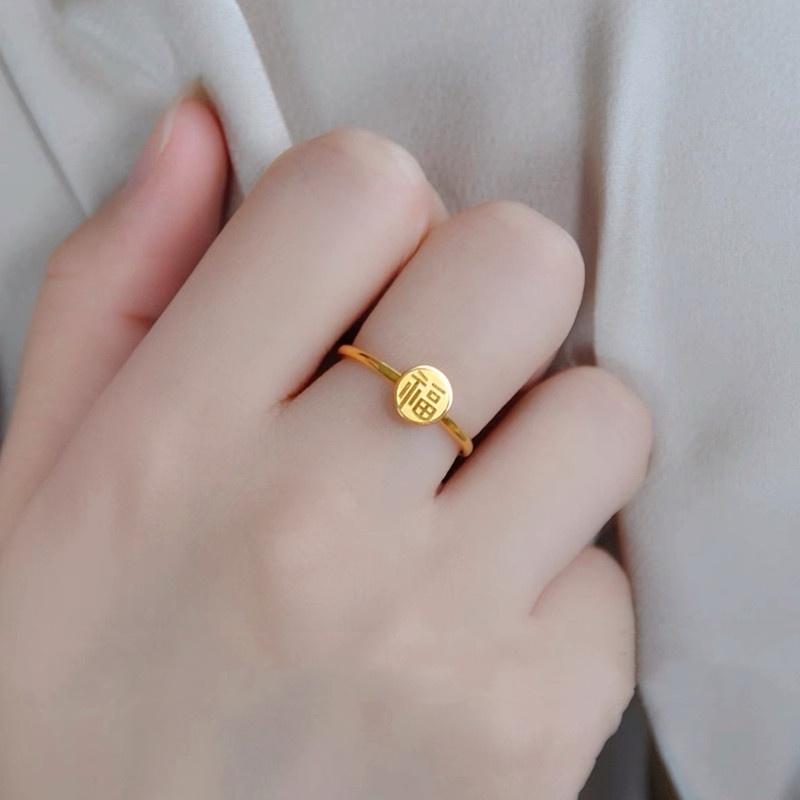 Cincin Emas 18k Bahan Titanium Asylum Gaya China Untuk Wanita