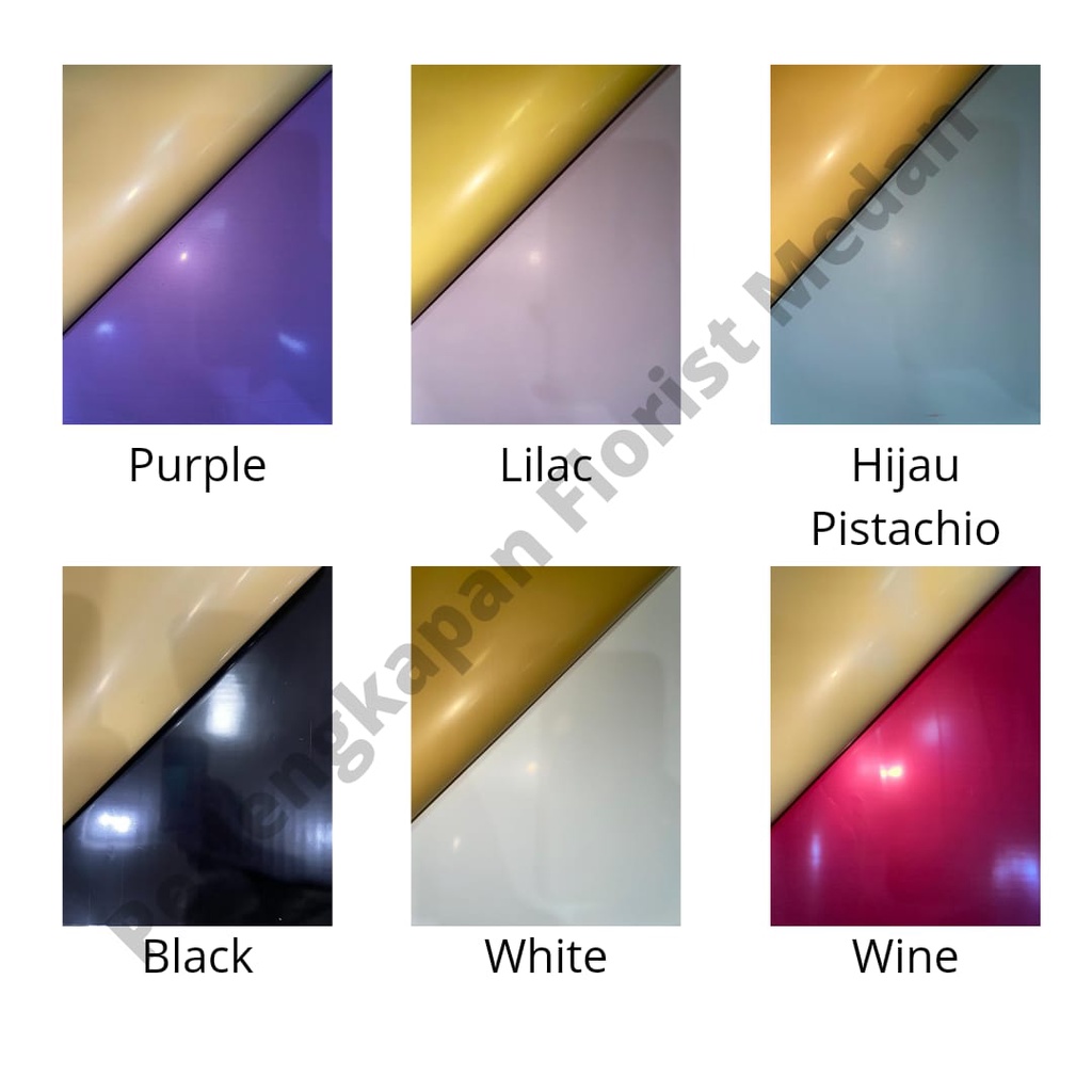 [ 1 Lembar ] Wrapping Paper Cellophane Varian Bicolor Gold Flower /  Kertas Buket Bouquet Bunga Dua 