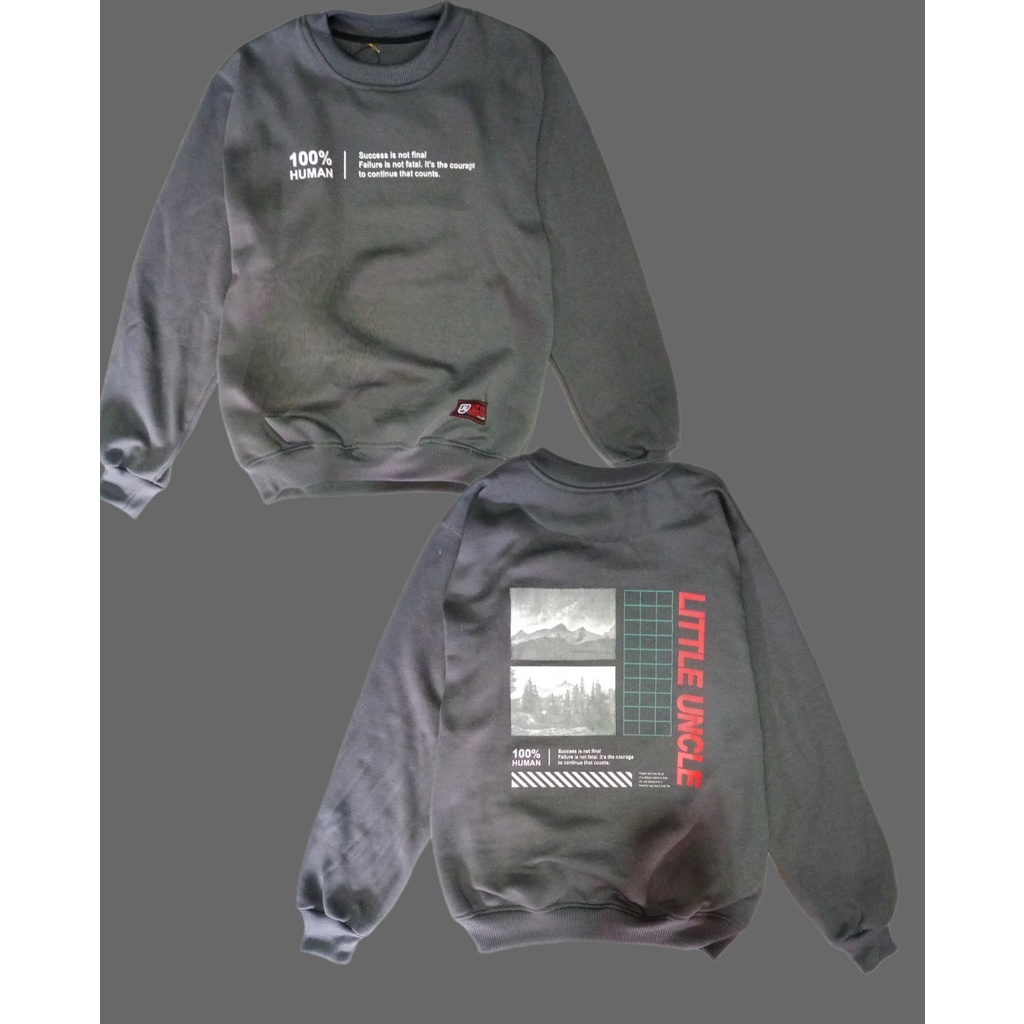 LitleUncle Overdack Sweater Crewneck Hoodie Pria Distro Kasual Bahan Lembut&amp;Tebel Size M L XL