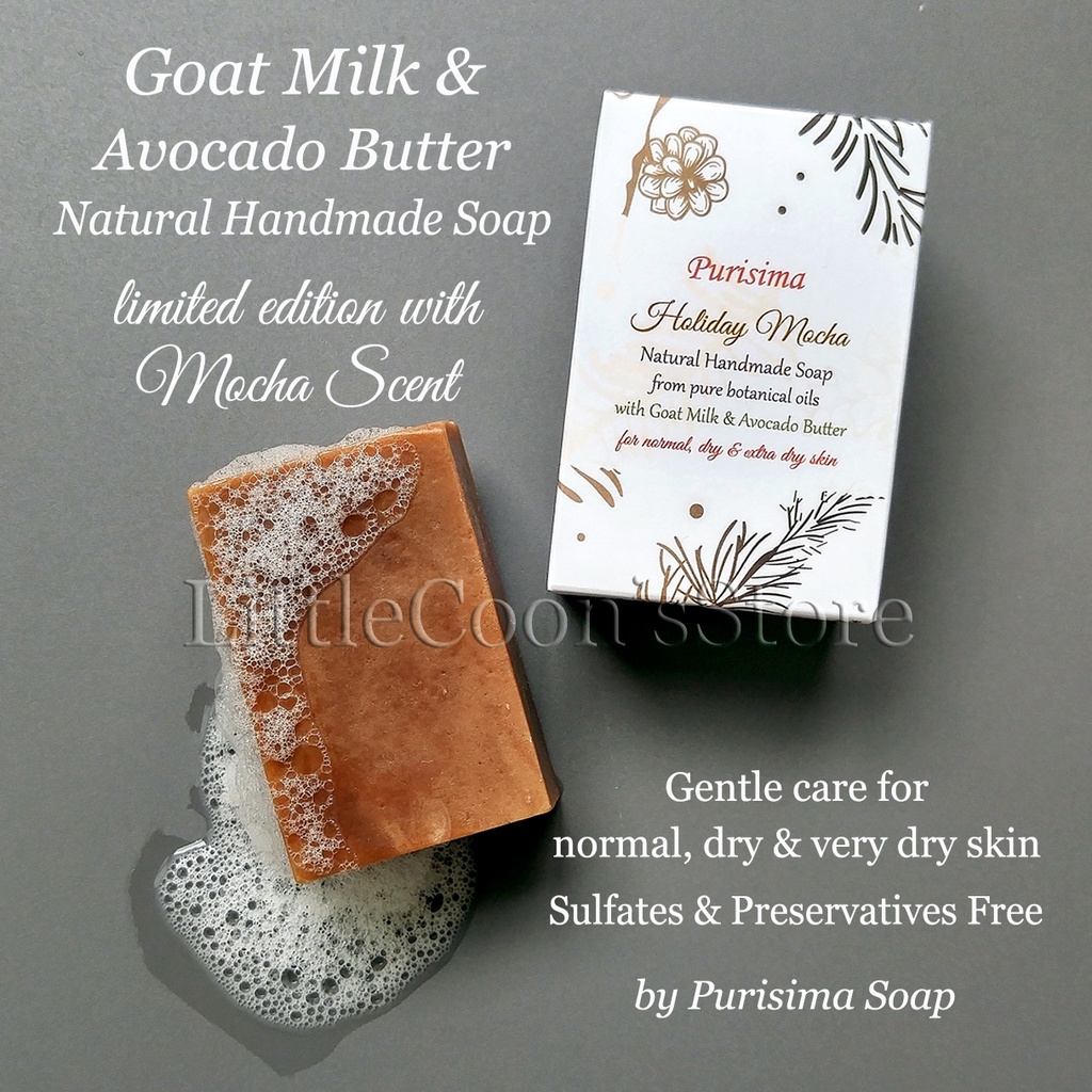 Sabun Mandi Batang Purisima Susu Kambing Holiday Mocha (Goat Milk Holiday Mocha Natural Handmade Bar