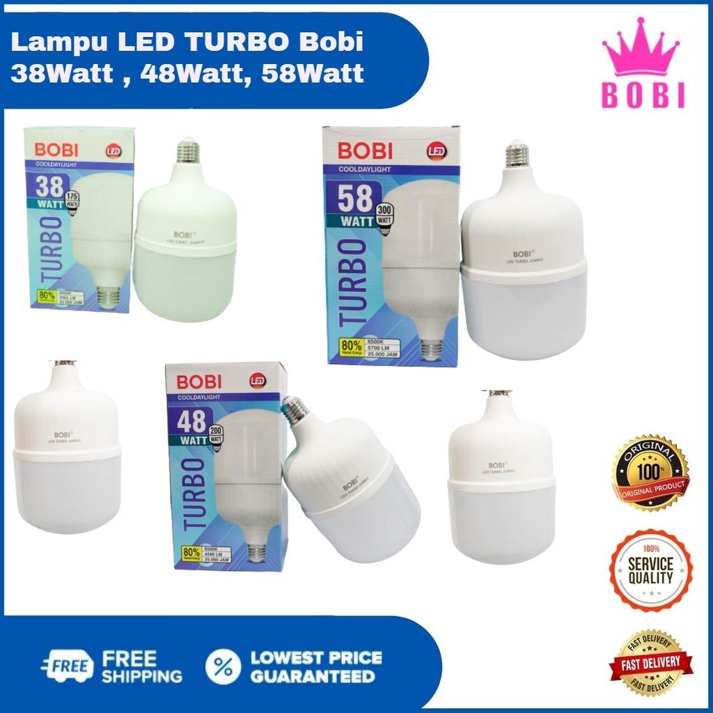 Lampu Led Turbo / Lampu Bohlam BOBI / Variasi Watt - 38W,48W,58W - / Lampu Hemat Energi