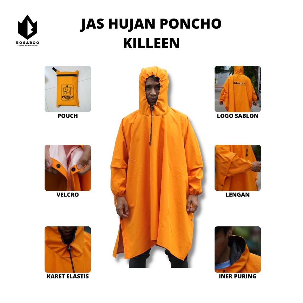 Bisa COD Jas Hujan Ponco LENGAN Killeen TASLAN BALON Waterproof - MANTEL Hujan Lengan - Raincoat Lengan - Ponco - Ponco UL