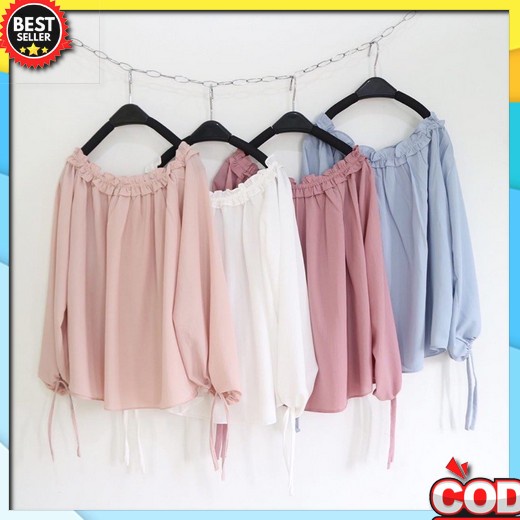 Airin Blus Atasan Wanita Transfaran Korean Style Blouse Cewe Kekinian Blous Cewe Murah Modern Sifon 