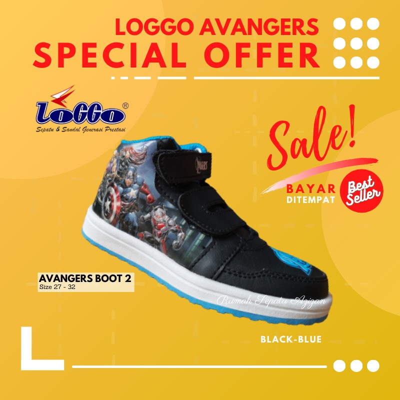 Sepatu Boot Anak Karakter Loggo Avengers Boot 2 ORIGINAL